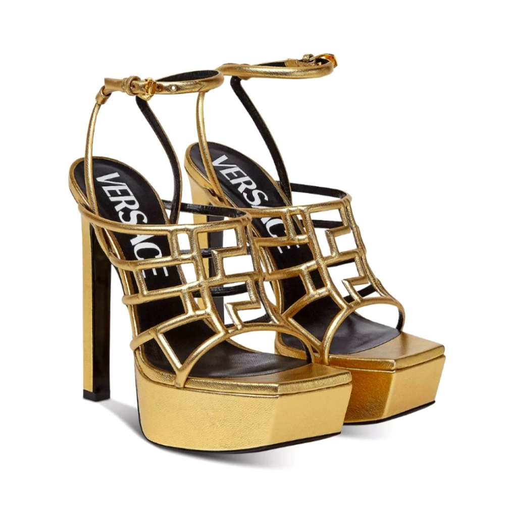 Versace Greca Maze Strappy Platform Sandals -GUC
